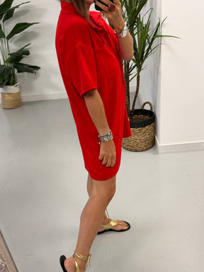 The Button Up Playsuit - Red