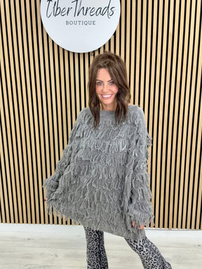 The Shaggy Long Line Jumper - Grey