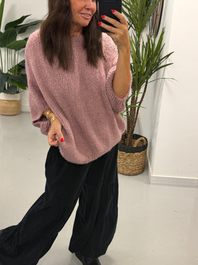 The Rustic Crop Sleeve Knit - Mauve