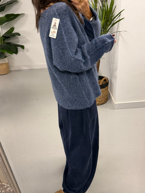 Slash Neck Knit  - Denim Blue (Size 10-16)