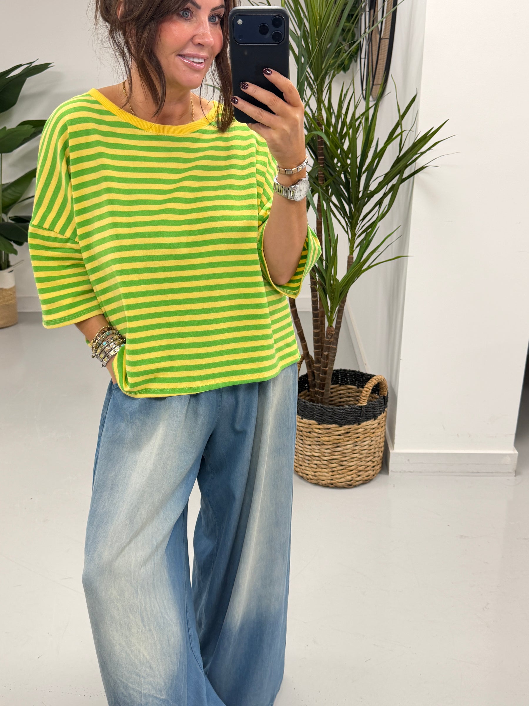 Sugar Rush Stripe Tee - Green/Yellow