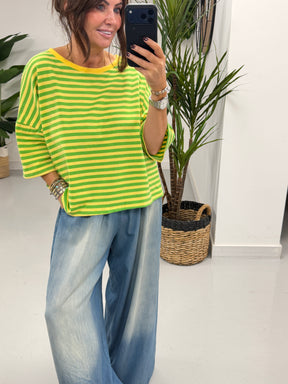 Sugar Rush Stripe Tee - Green/Yellow