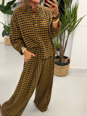The Autumn Check Shirt - Mustard/Choc/Navy