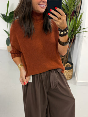 Crop Sleeve Knit - Rust