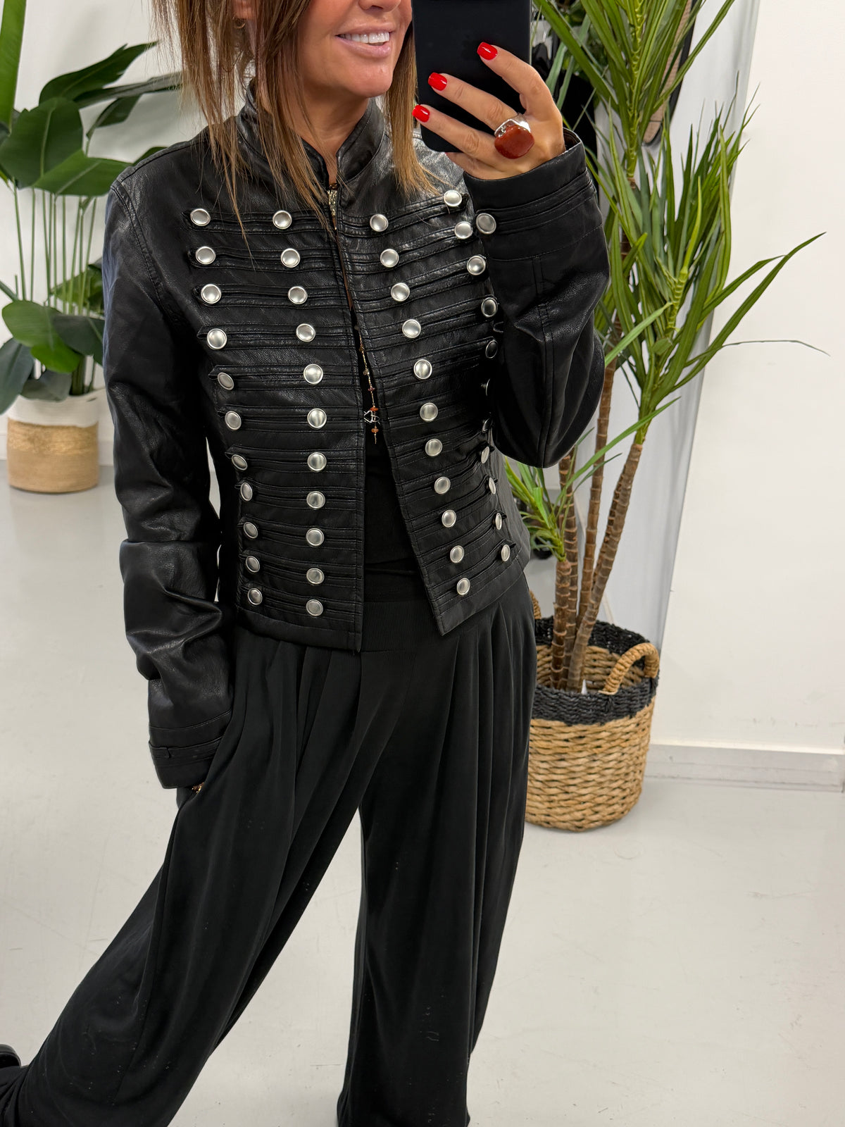 Fitted Soft Touch Military Jacket - Black