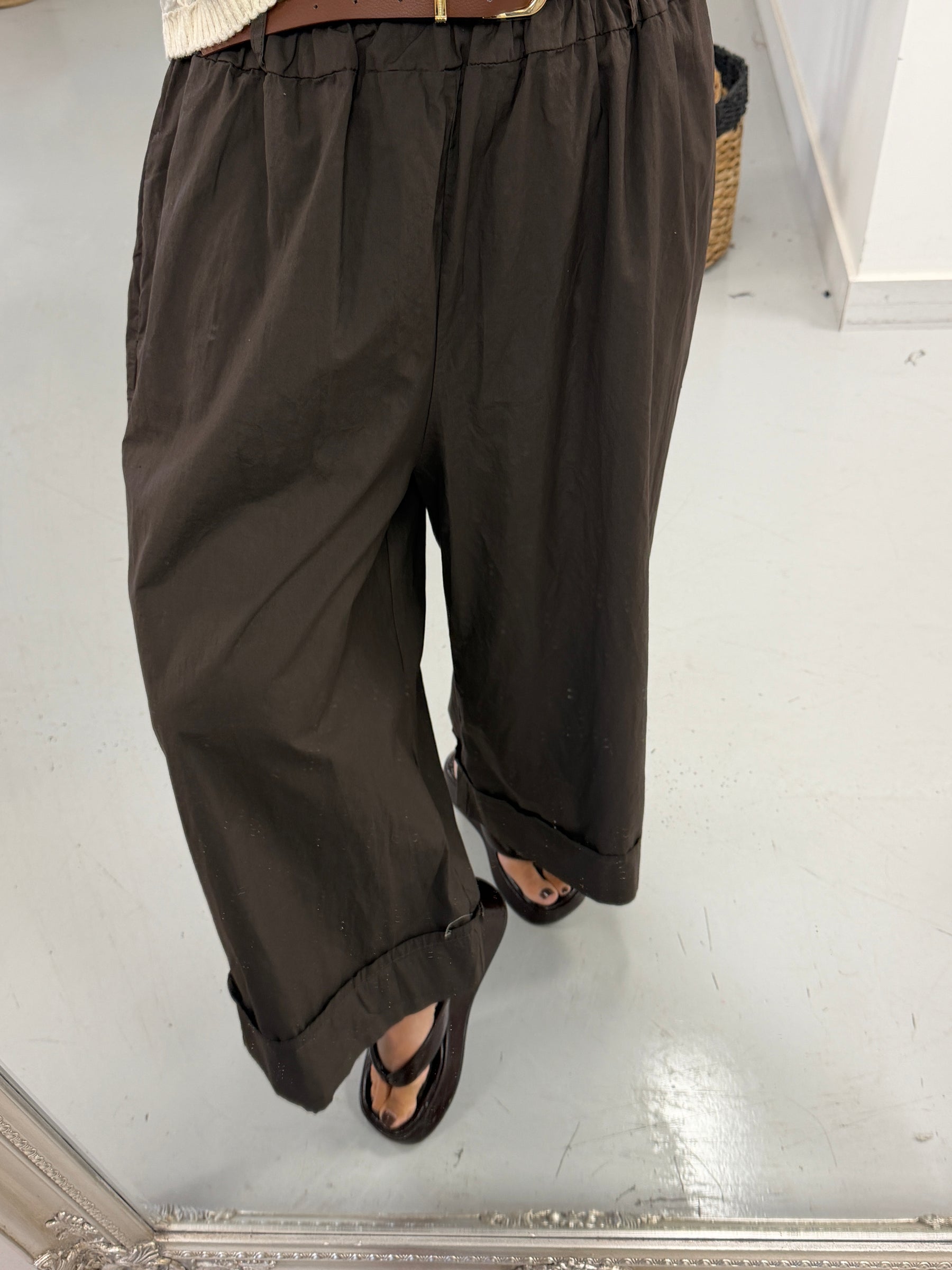 Belted Culottes - Chocolate