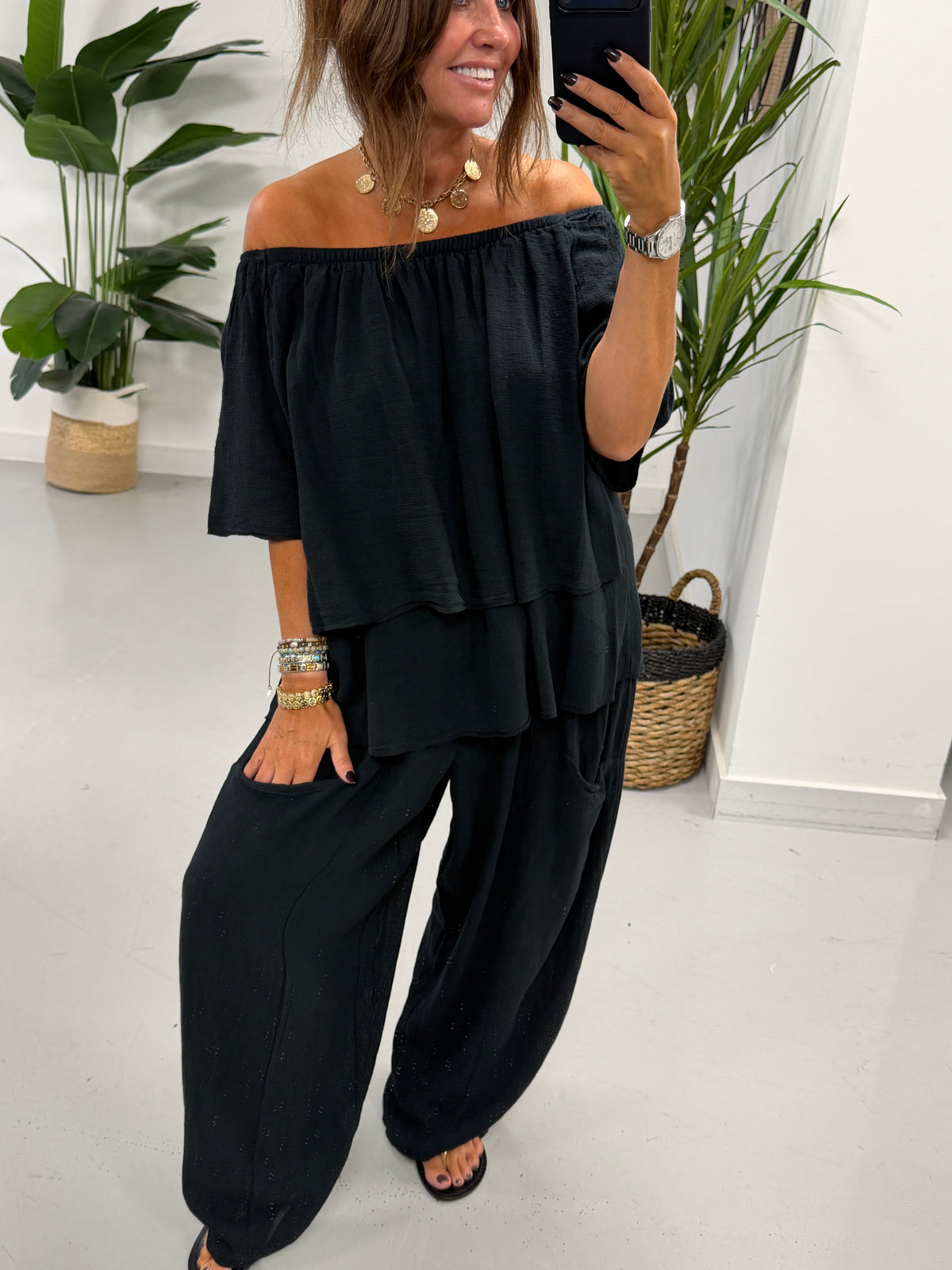 Sahara Bardot Tunic - Black