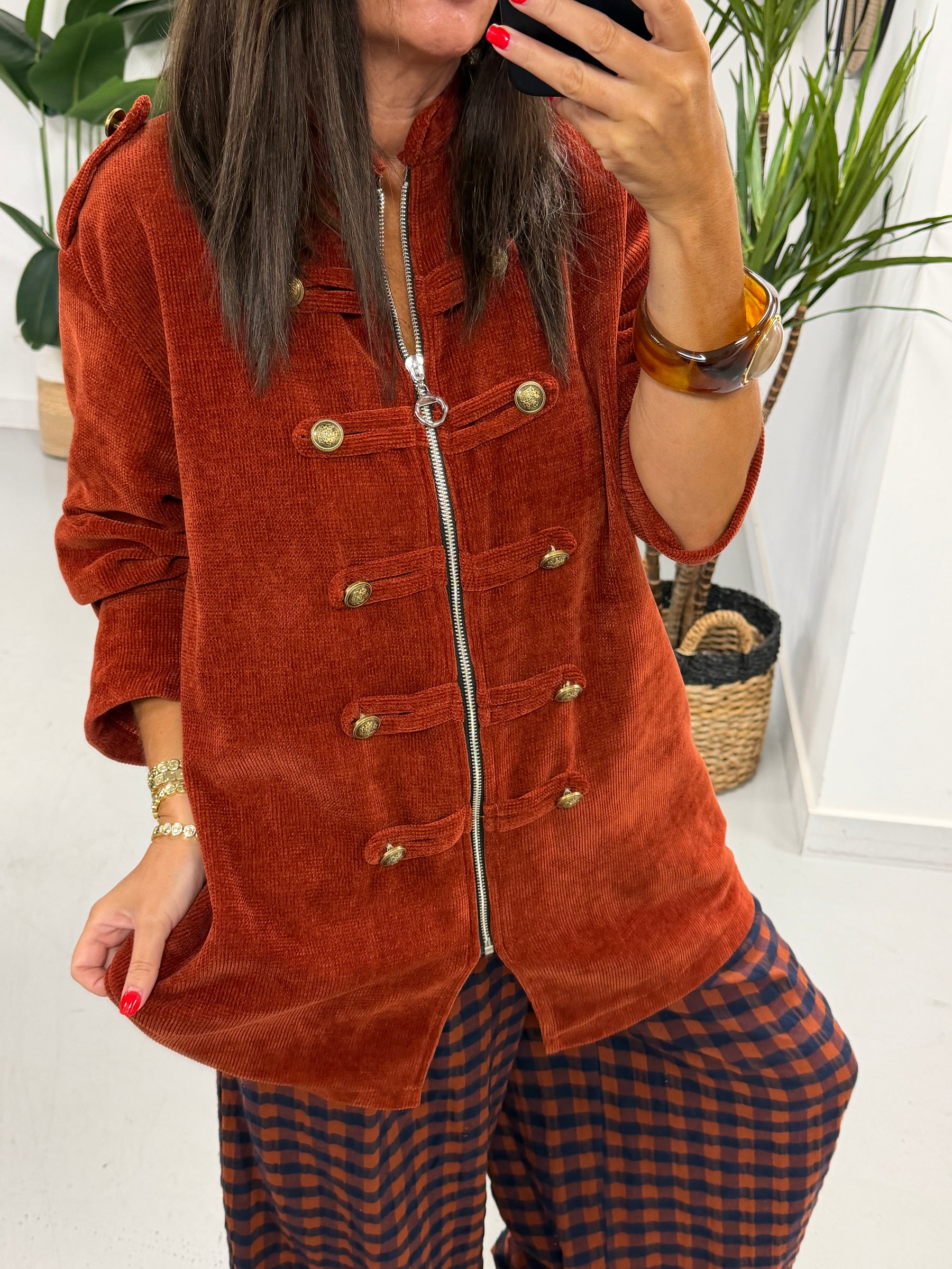 The Big Softie Zip Military Jacket - Rust