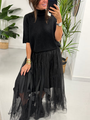 The Bradshaw Ribbon Tulle Skirt - Black (Size 8-12)