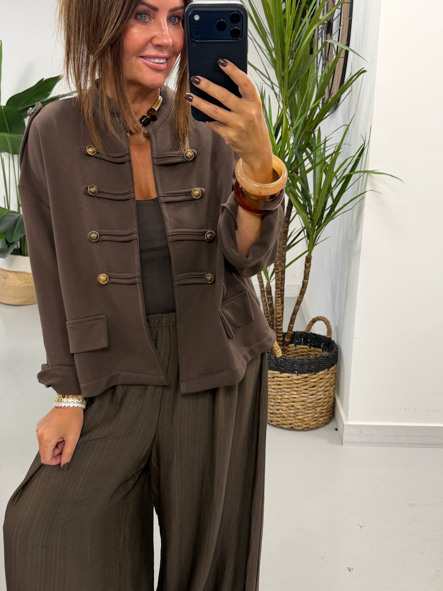 Zeta Otto Military Jacket - Chocolate