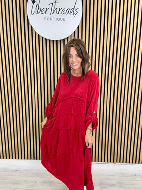The Slouch Pocket Dress - Red