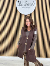 Knitted Hooded Waistcoat - Chocolate
