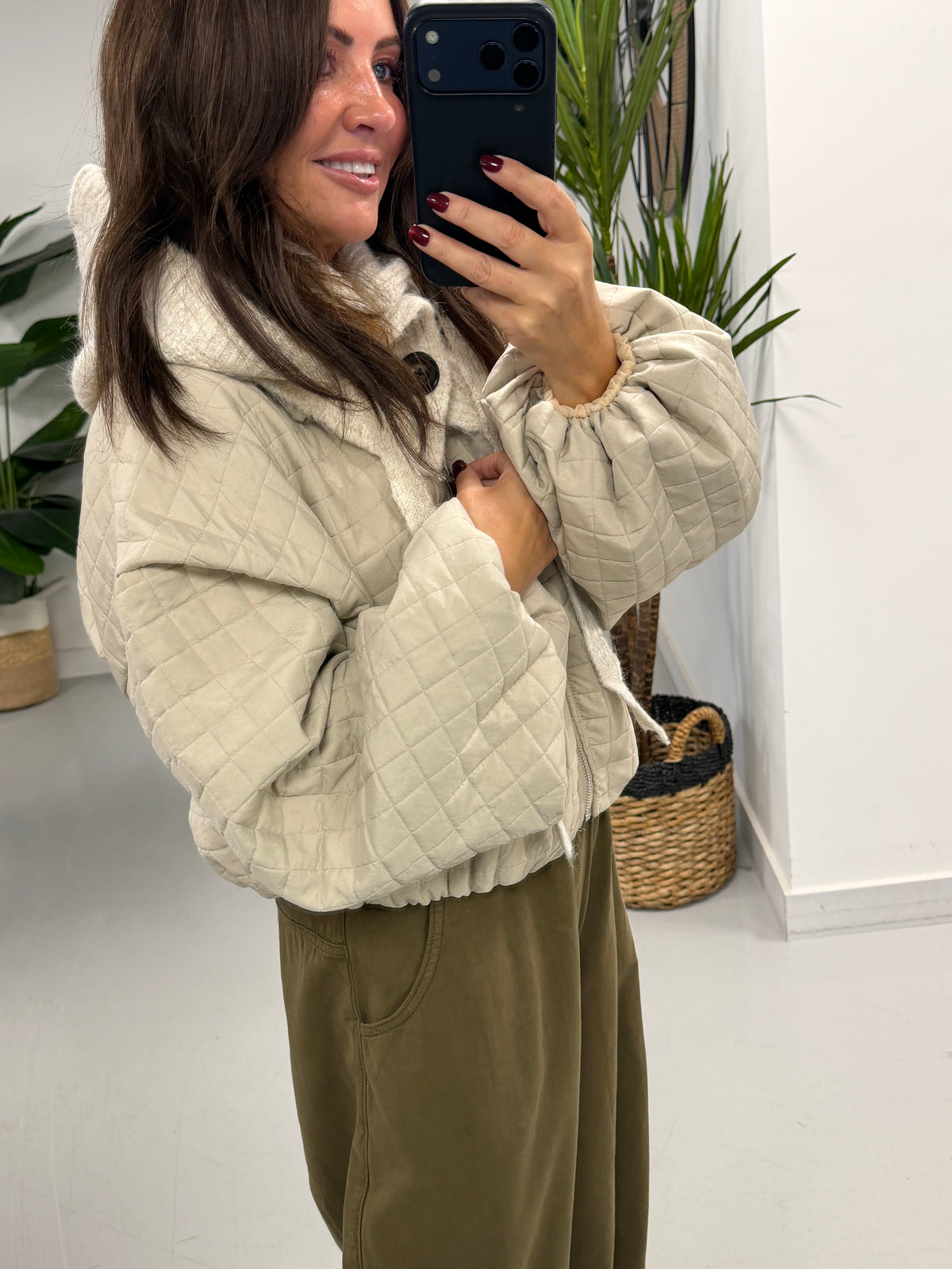 Ladies Button Snood - Cream
