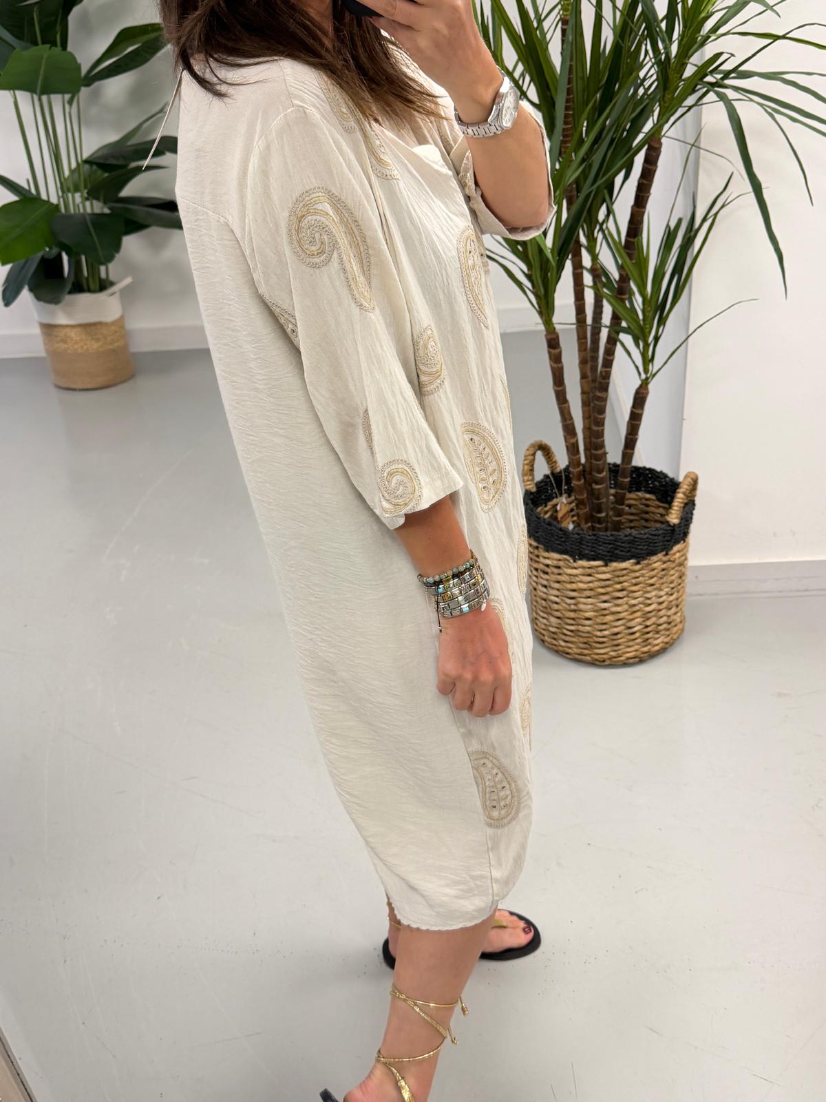 The Paisley Midi Dress - Stone