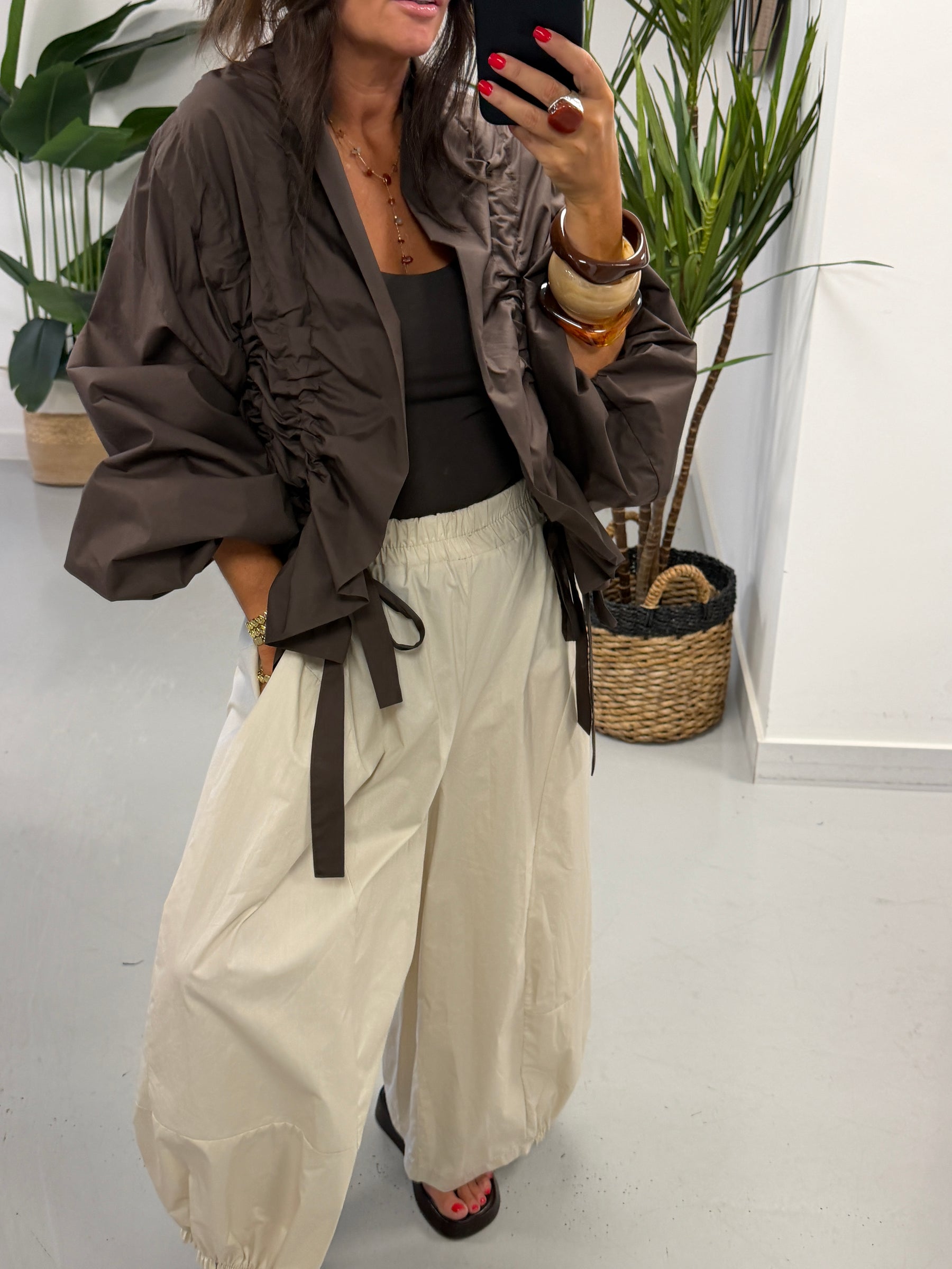 PRE ORDER The Urban Ruched Jacket - Chocolate