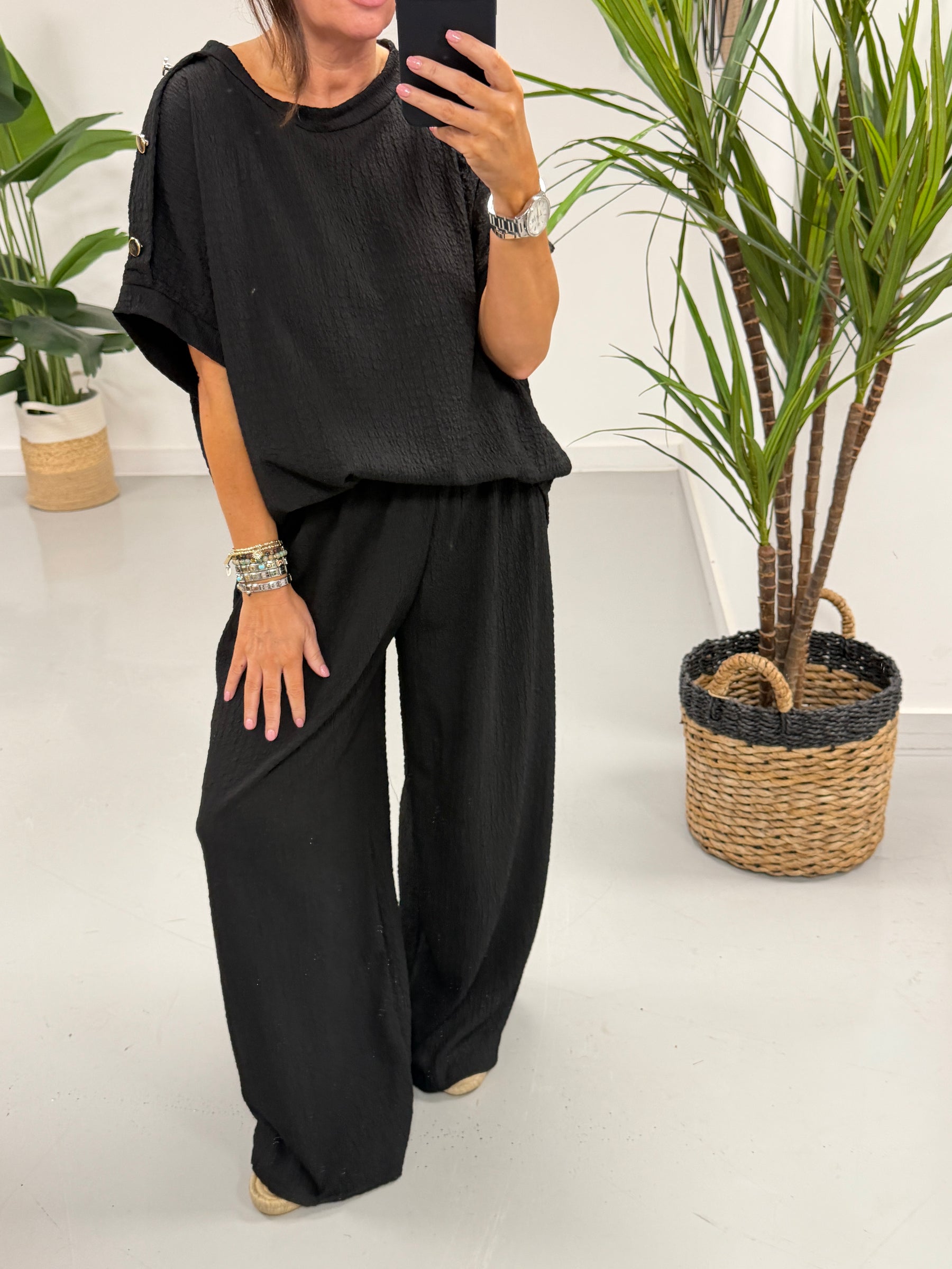 The Hallie Button Two Piece - Black