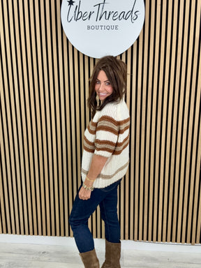 The Cinnamon Stripe Crop Sleeve Knit