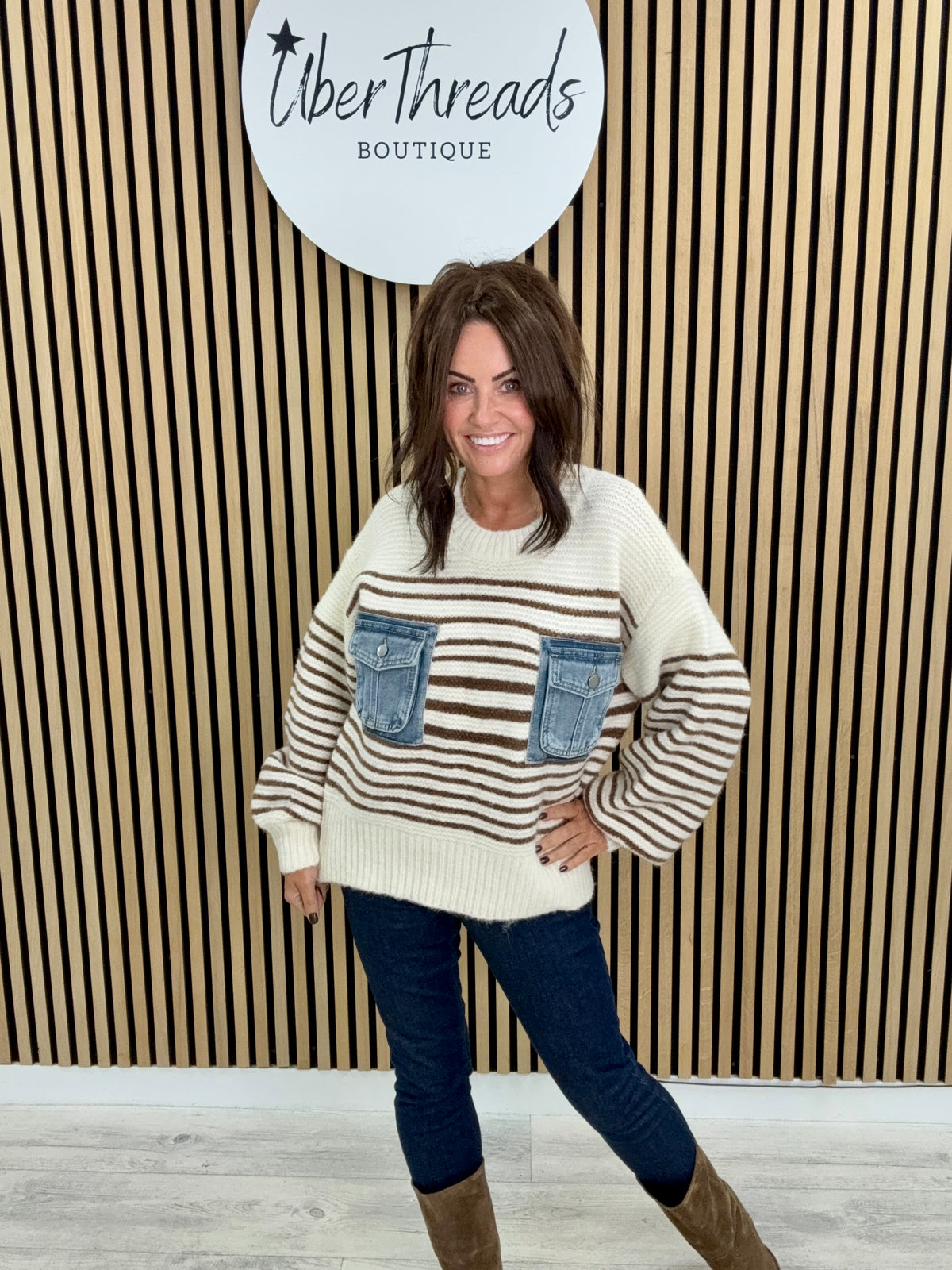 The Double Denim Pocket Stripy Knit