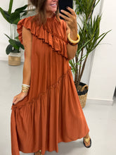 Downtown Ruffle Dress - Rust