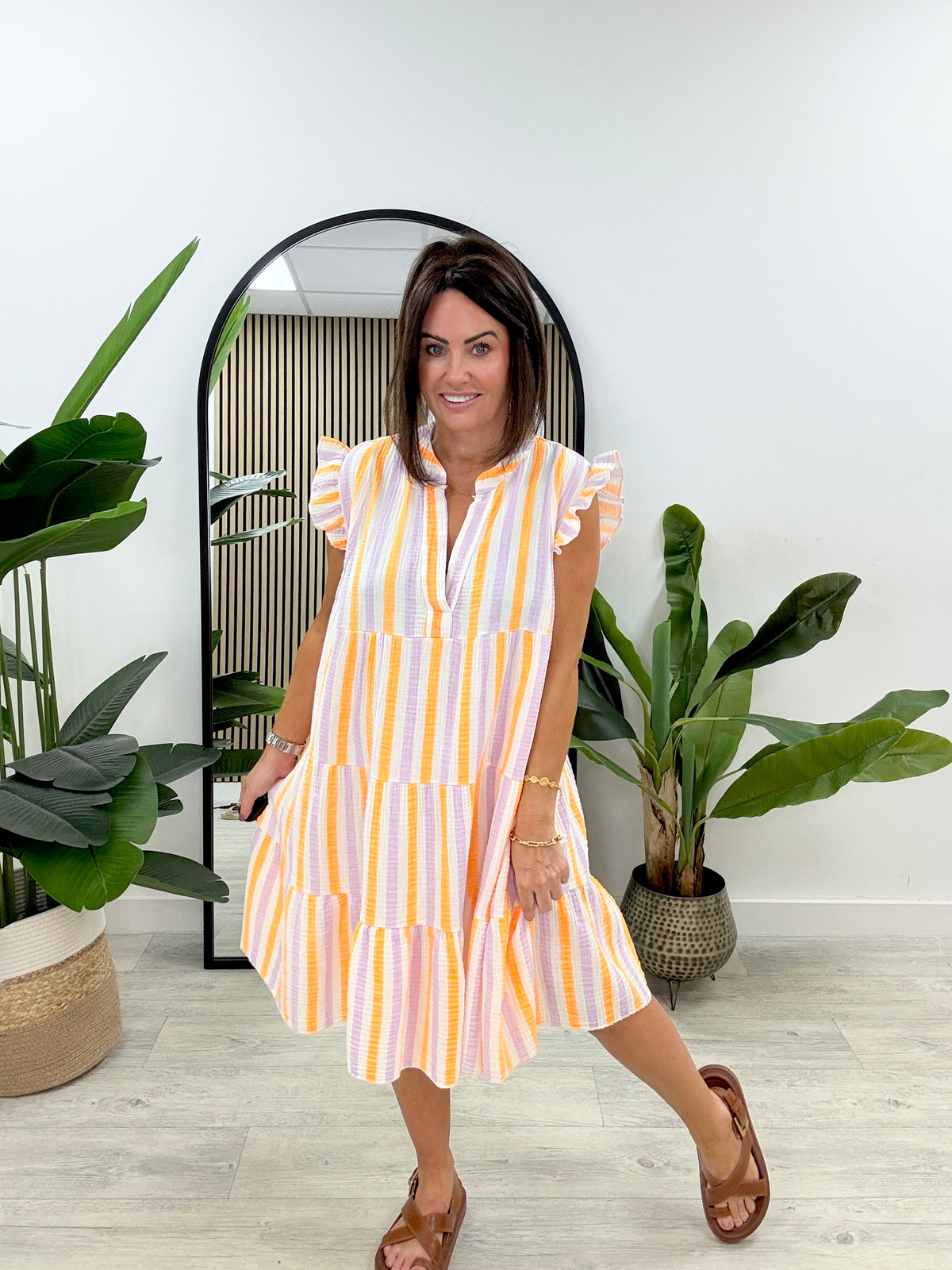 Valencia Tunic Dress - Lilac/Orange