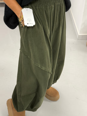 Needlecord Hybrid Cocoon Trouser - Khaki