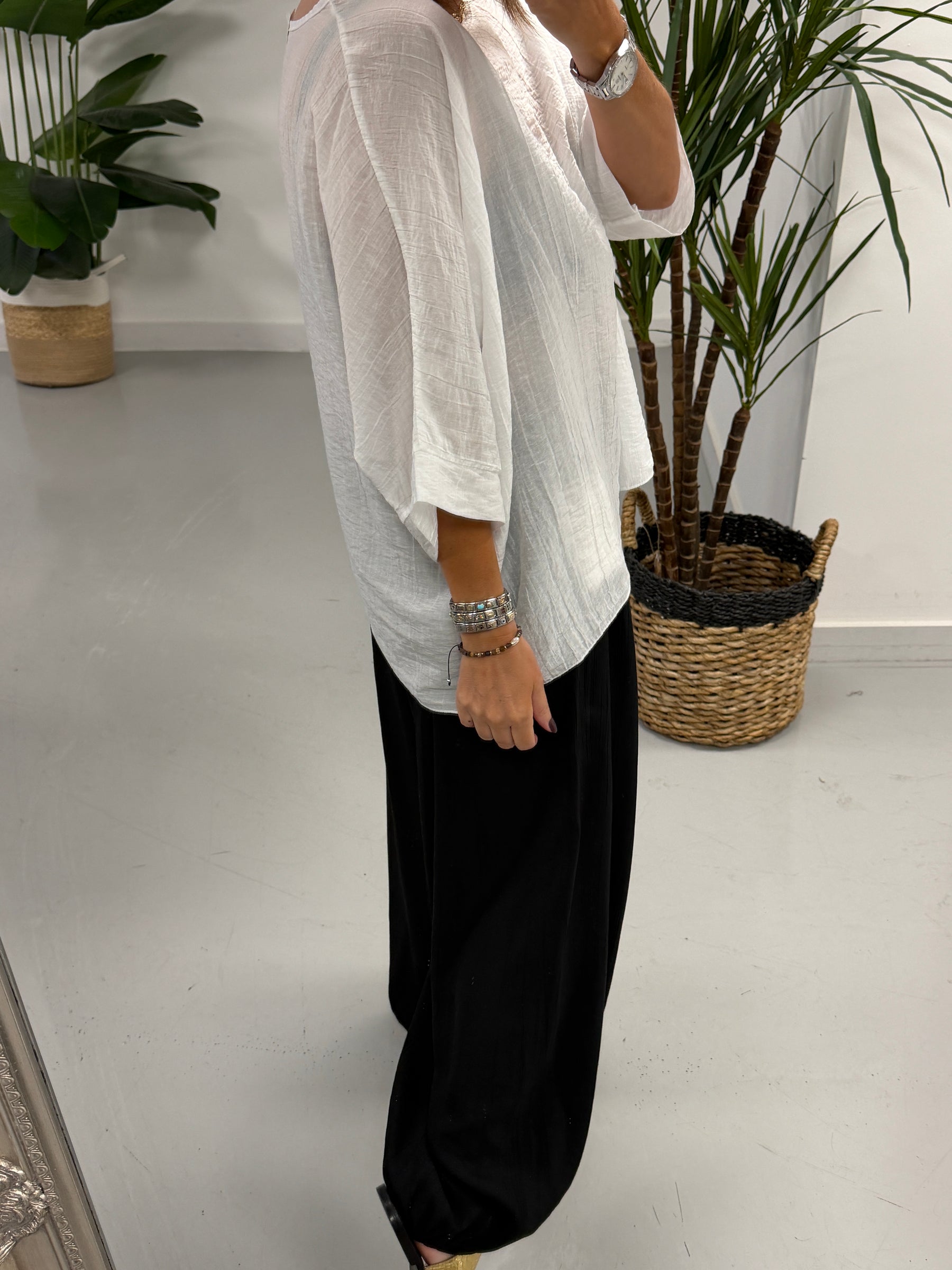 The Crinkle Boxy Tunic - White