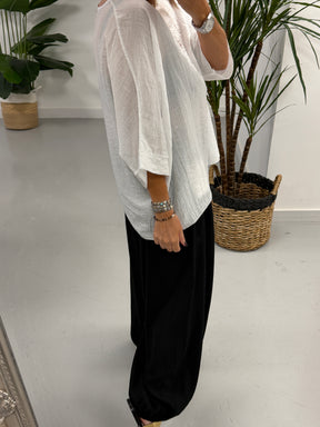 The Crinkle Boxy Tunic - White