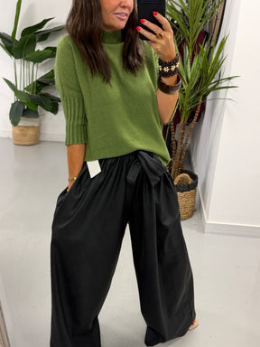 Faux & Fierce PU Wide Leg Trouser - Black
