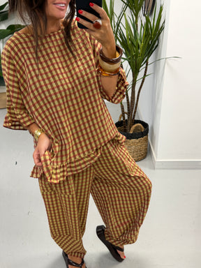 The Autumn Check Ruffle Tunic - Pistachio