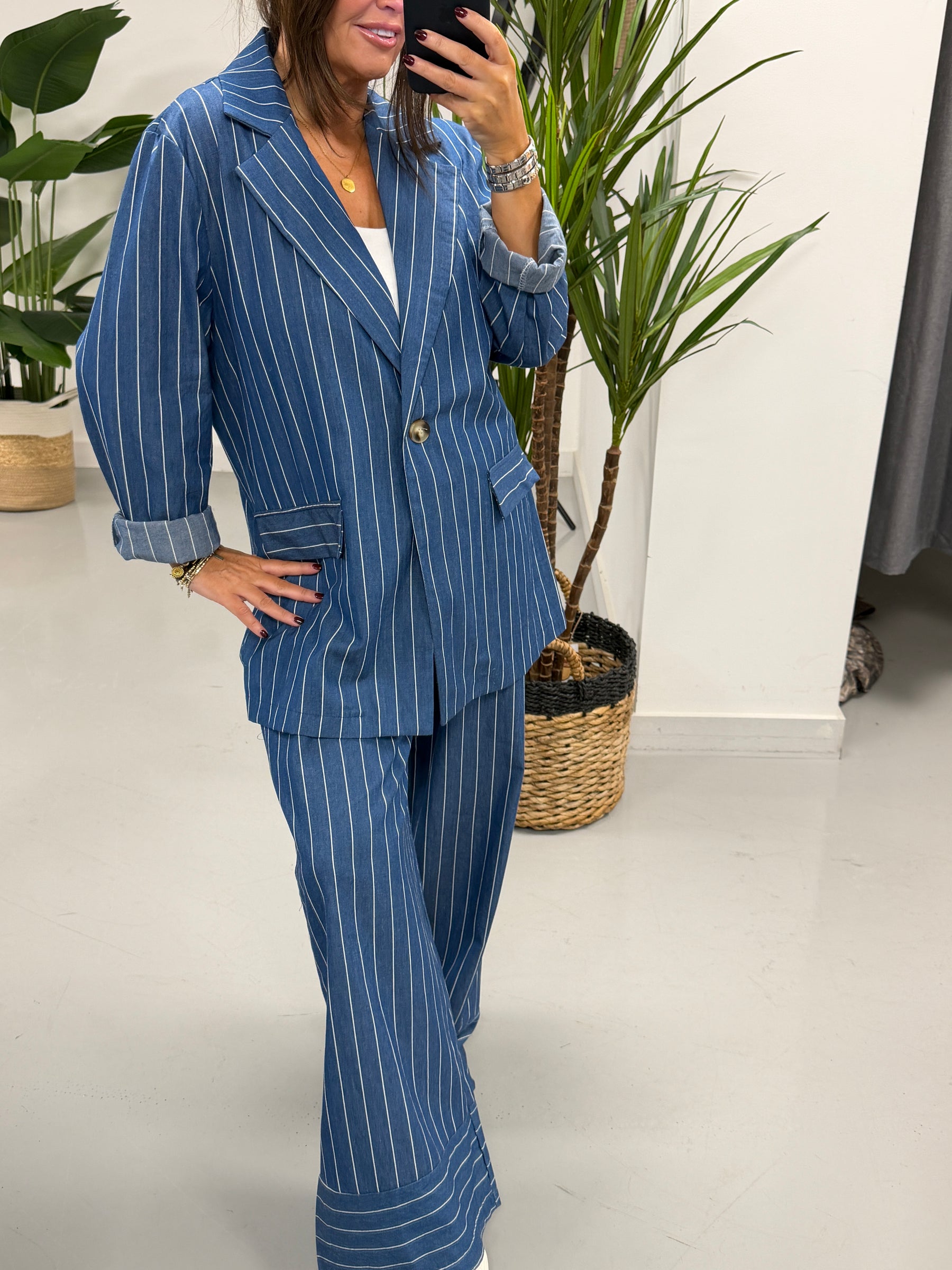 Deniably Denim Stripe Blazer  - Dark Stripe