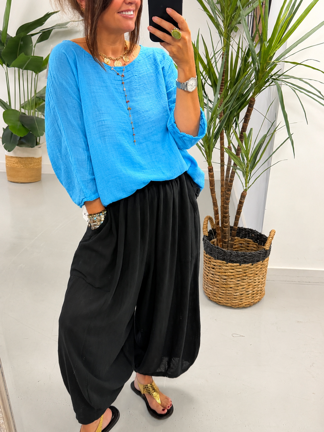 Basic Cotton Top - Turquoise