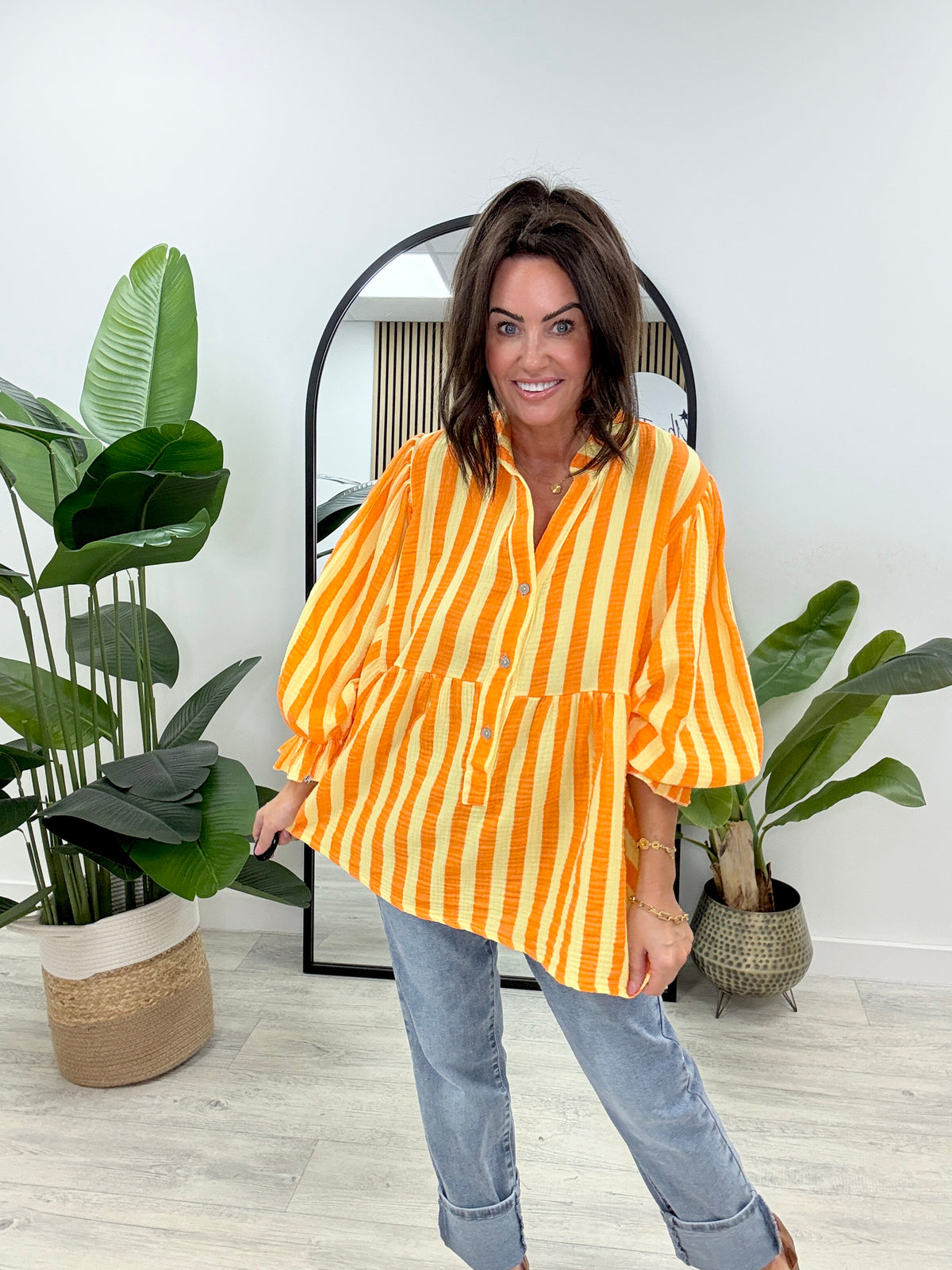 The Valencia Stripe Tunic - Yellow / Orange