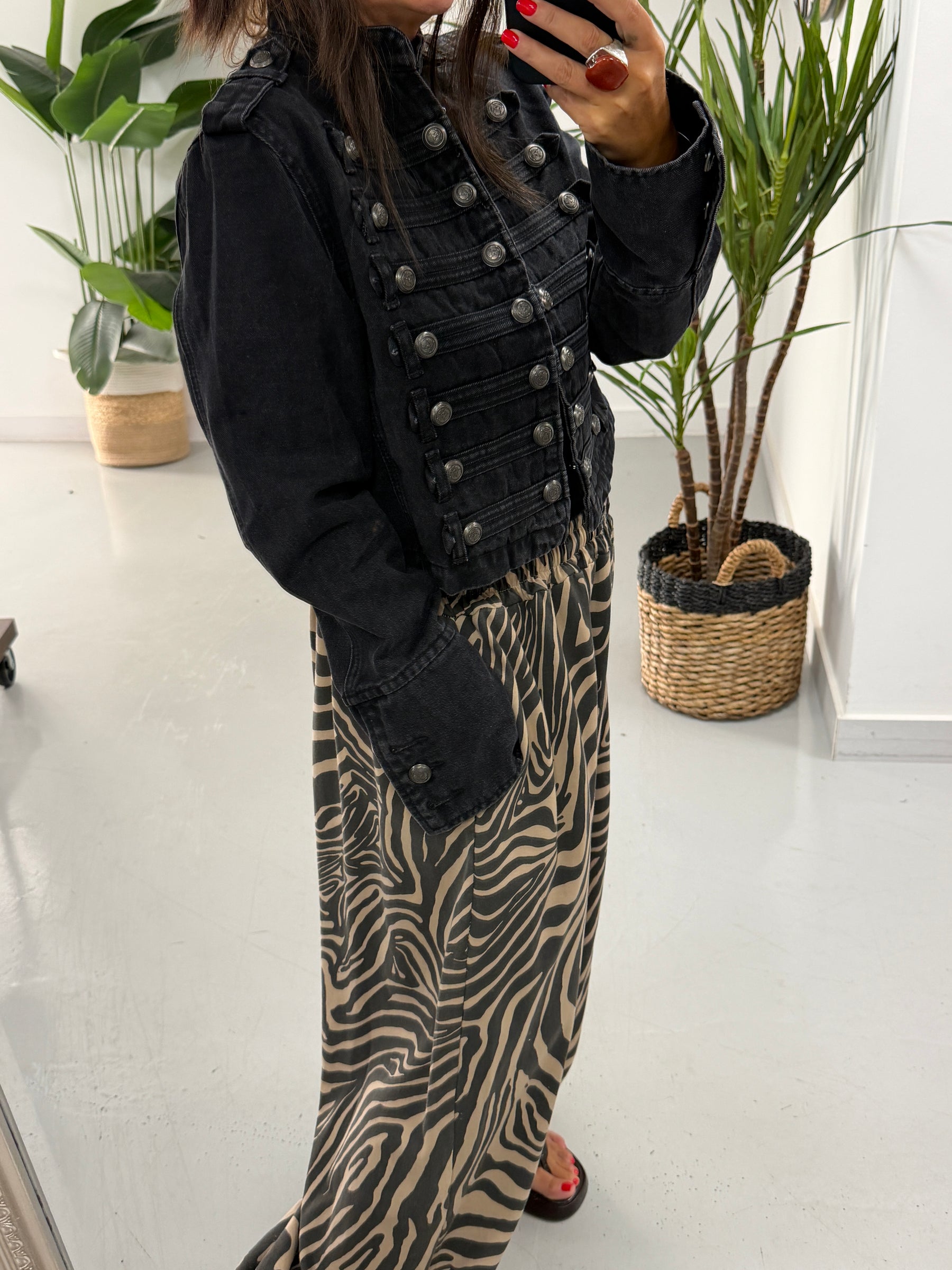 The Jude Cropped Military Denim Jacket