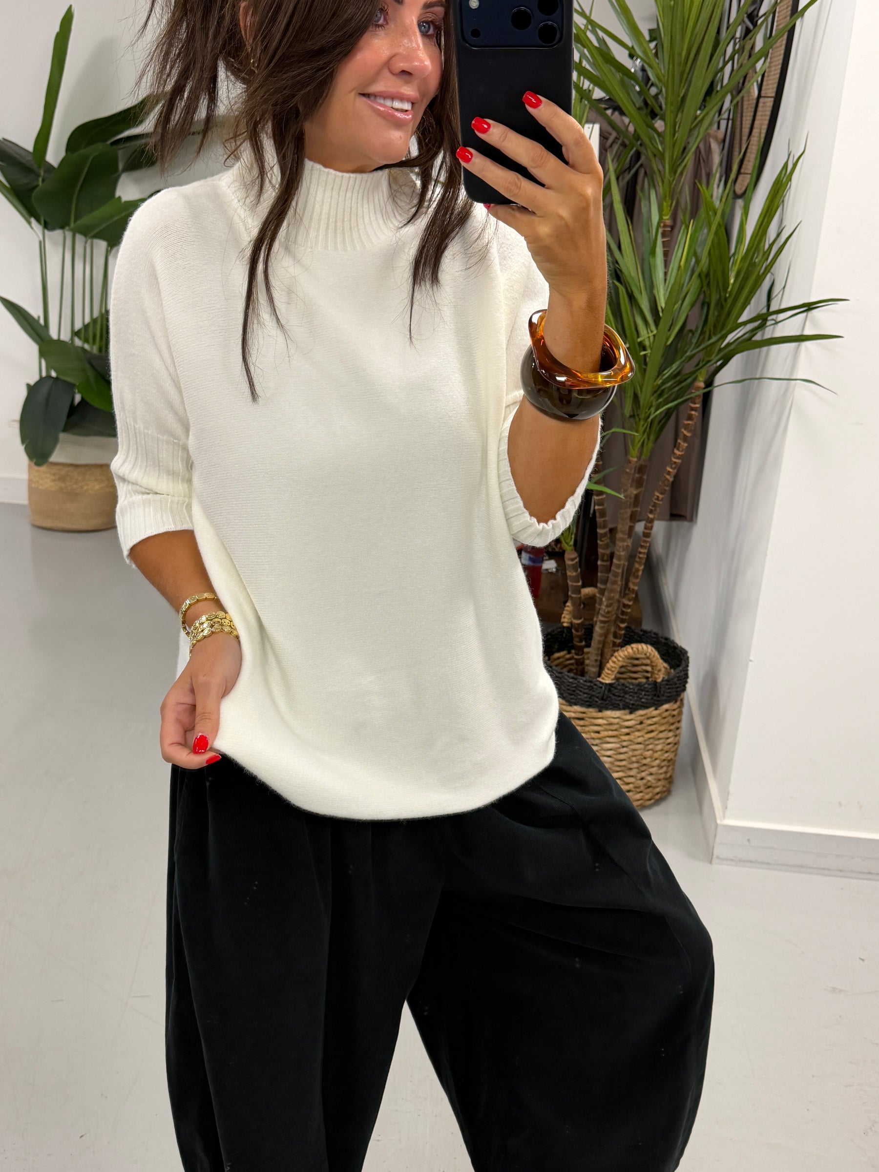 Crop Sleeve Knit - Winter White