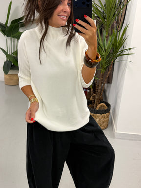 Crop Sleeve Knit - Winter White