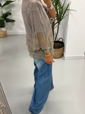 Seville Lace Tunic - Pebble