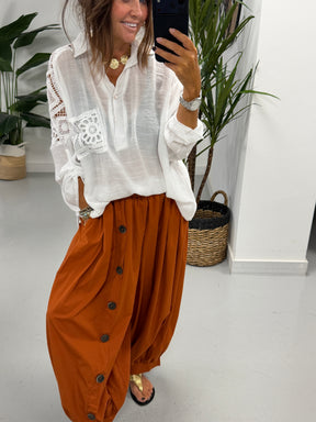 Crochet Pocket Hi Lo Tunic - White