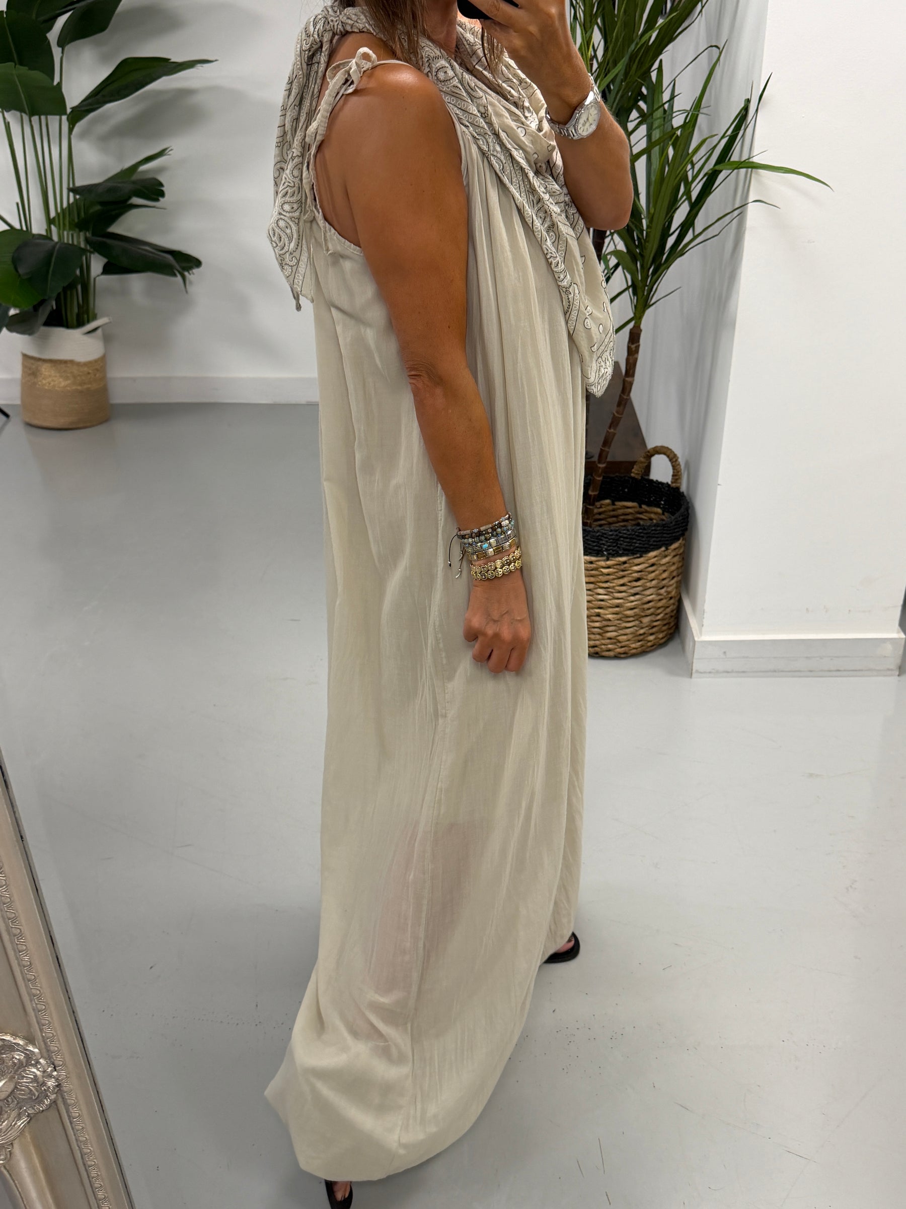 Bandana Scarf Jumpsuit - Stone (Due in in next few days)