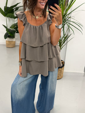 Liberty Ruffle Tunic - Pebble