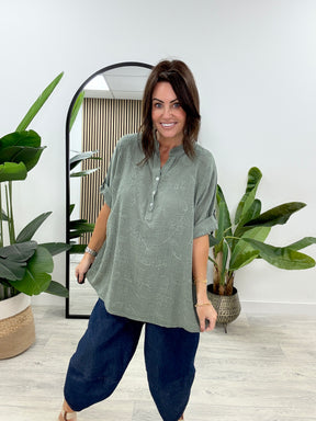 The Flora Button Tunic - Khaki