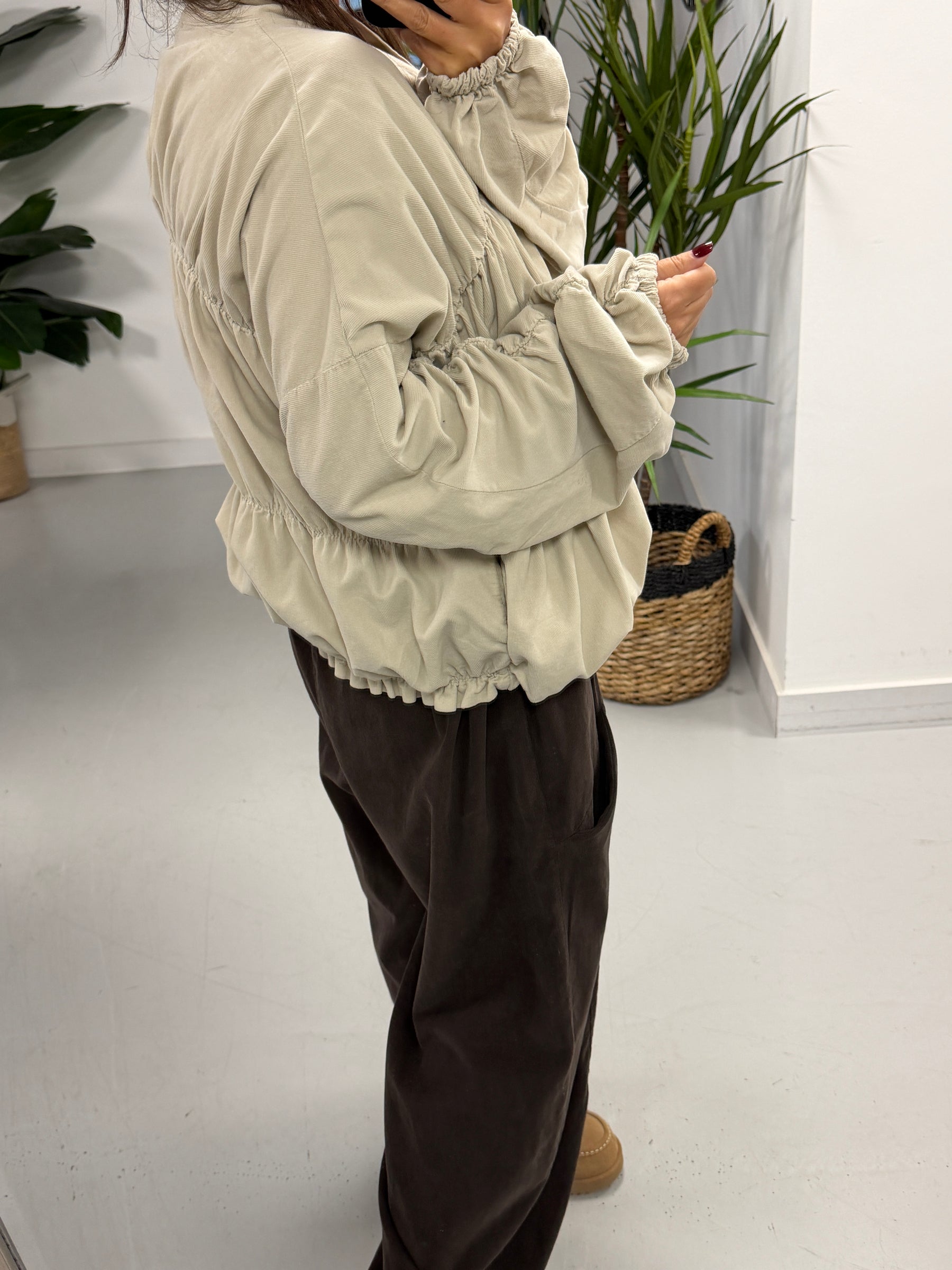 The Needlecord Ruffle Bomber - Cream (Size 10 - 16)