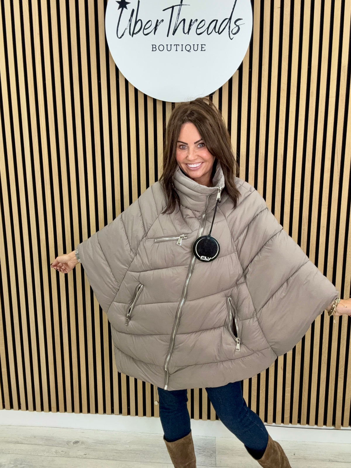 Fly Cape Coat  - Taupe (sized)