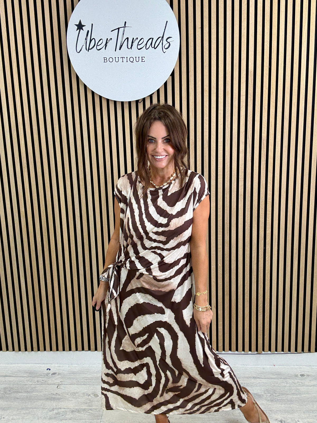 The Animal Side Tie Dress - Chocolate