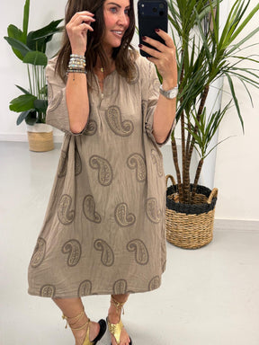 The Paisley Midi Dress - Mocha