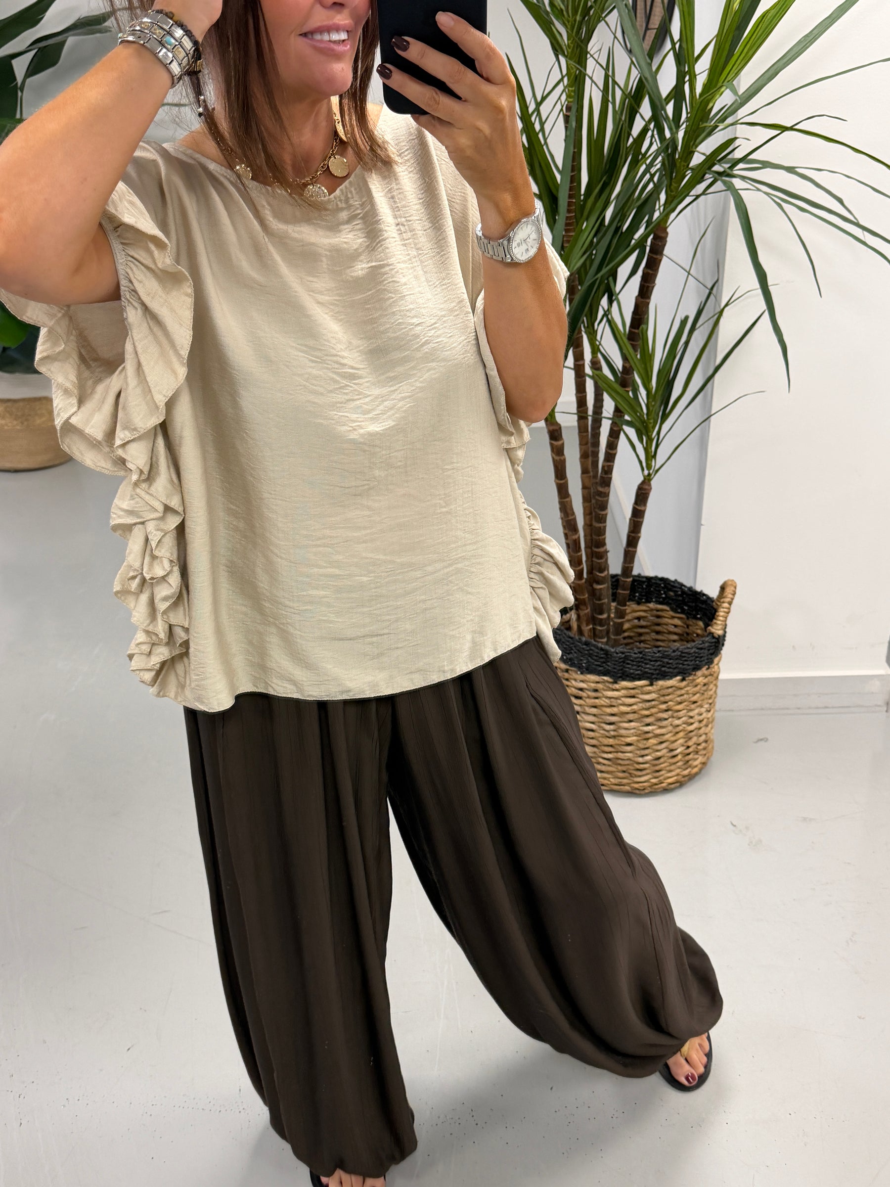 The Side Frill Tunic - Cream