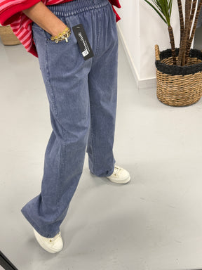 Relaxed Vibe Denim Look Pocket Trouser - Acid Blue