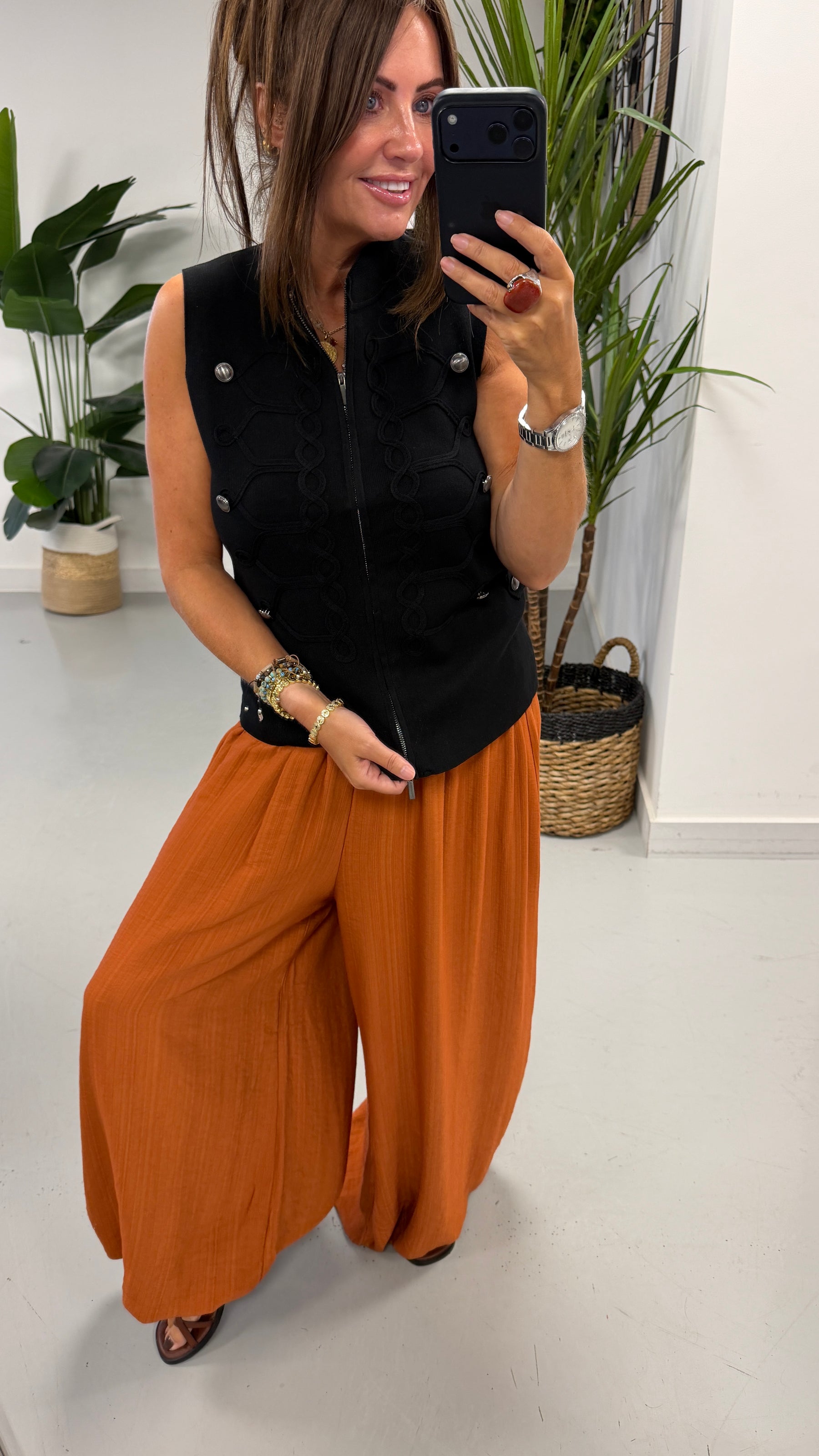 The Balloon Tie Cuff Trousers - Rust