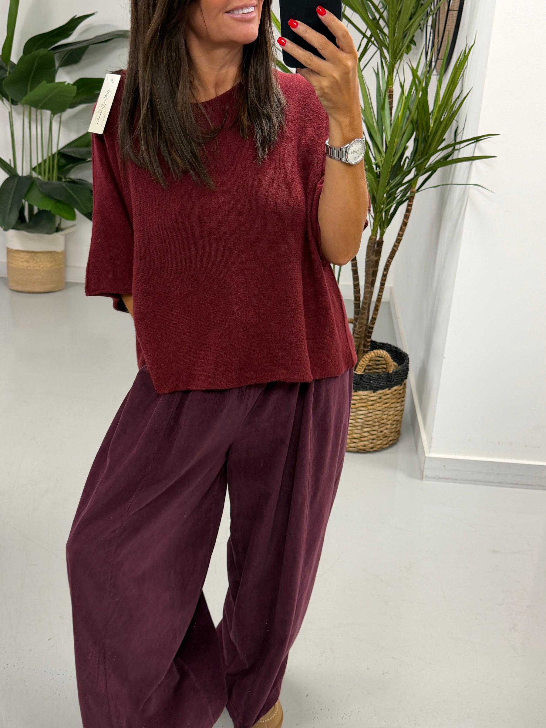 The Barrel Drawstring Needlecord Joggers - Wine