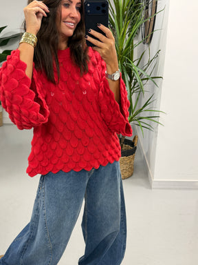 Soft Touch Tear Drop Knit - Red (Size 8 - 16)