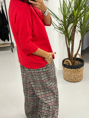 Crop Sleeve Knit - Red